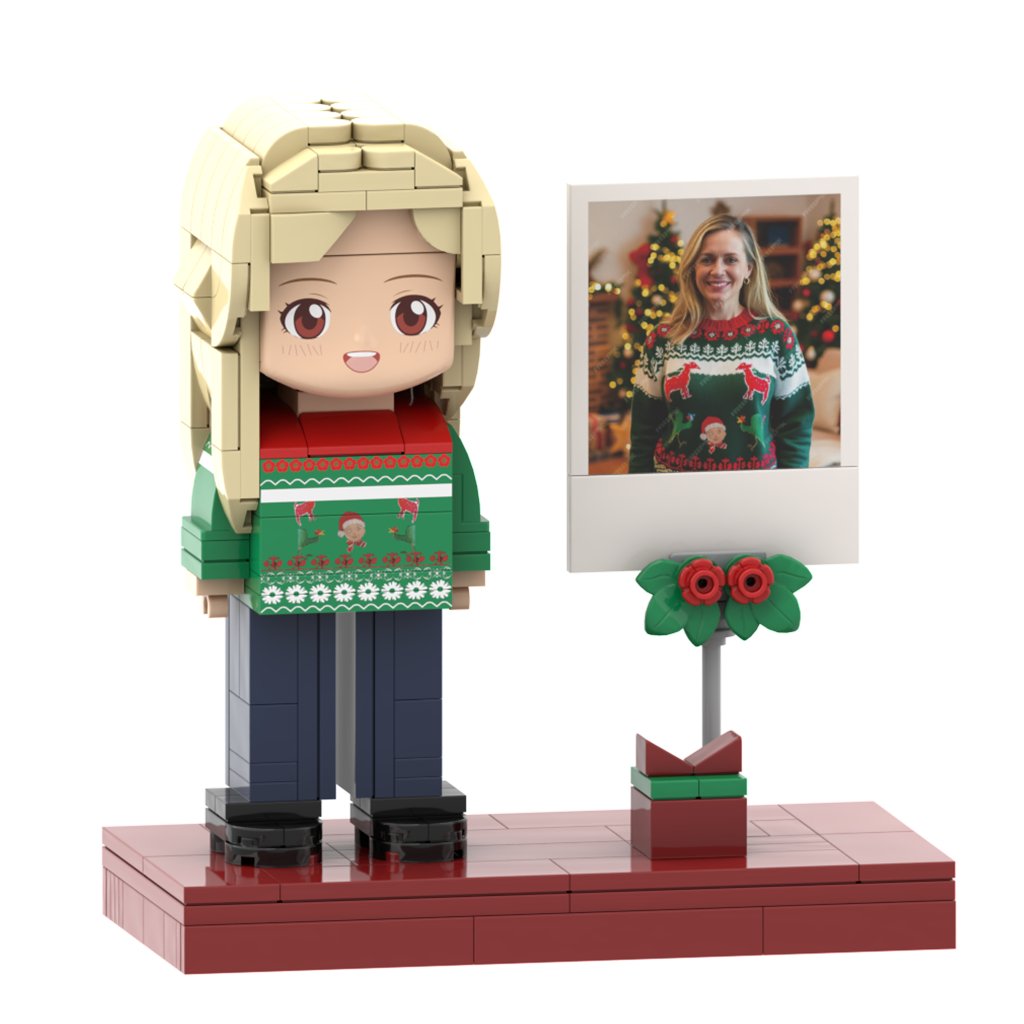 Head Custom Christmas Brick Figures Full Body Custom for 1 Person with Cute Face and Frame, Ideal Small Particle Block Toy - OOOMG