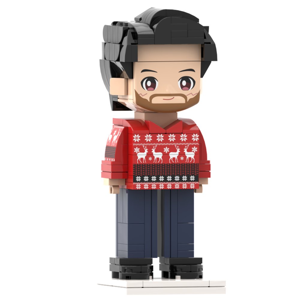 Head Custom Ugly Christmas Sweater Full Body Customizable 1 Person Custom Brick Figures Small Particle Block Toy Brick Me Figures Ugly Sweater Boy - OOOMG