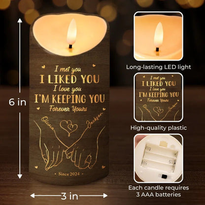 Love Is A Flame That Never Goes Out - Couple Personalized Custom LED Candle - Christmas Gift For Husband Wife, Anniversary - OOOMG