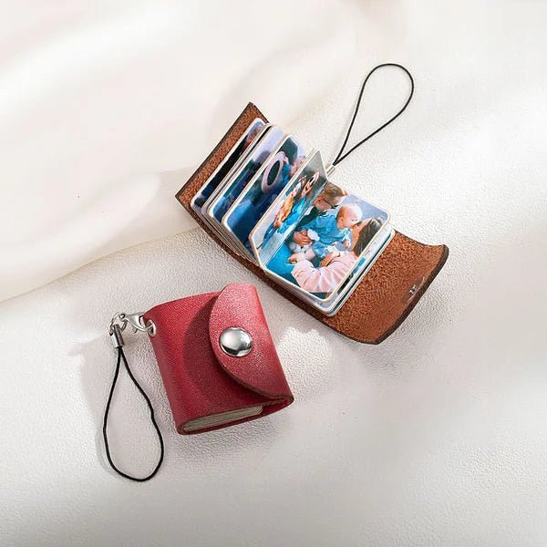 Personalised Mini Leather Memory Photo Album Keychain - OOOMG