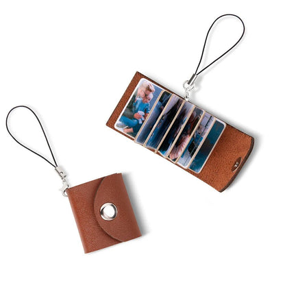 Personalised Mini Leather Memory Photo Album Keychain - OOOMG