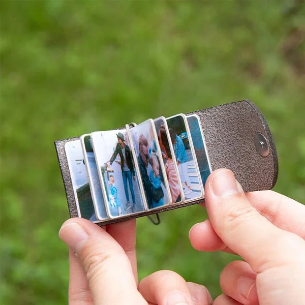 Personalised Mini Leather Memory Photo Album Keychain - OOOMG