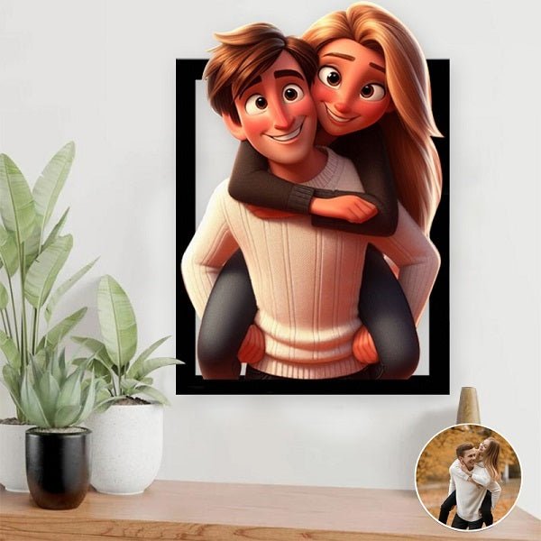 Personalized Cartoon Style 3D Photo Wooden Sign - OOOMG