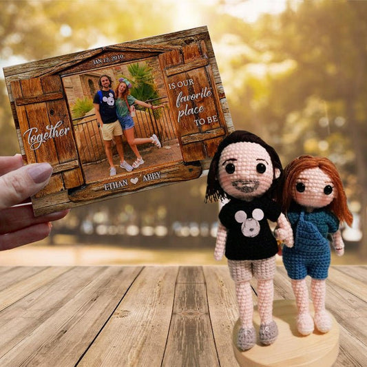 Personalized Crochet Doll with Photo Card "Together Is Our Favorite Place To Be" - OOOMG