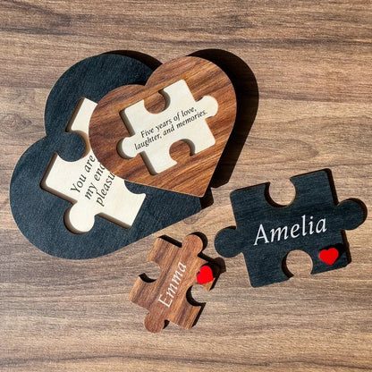 Personalized Love Keepsake Couple Jigsaw Puzzle Name Logo - Romantic Valentine's Day Gift for Him Her - OOOMG