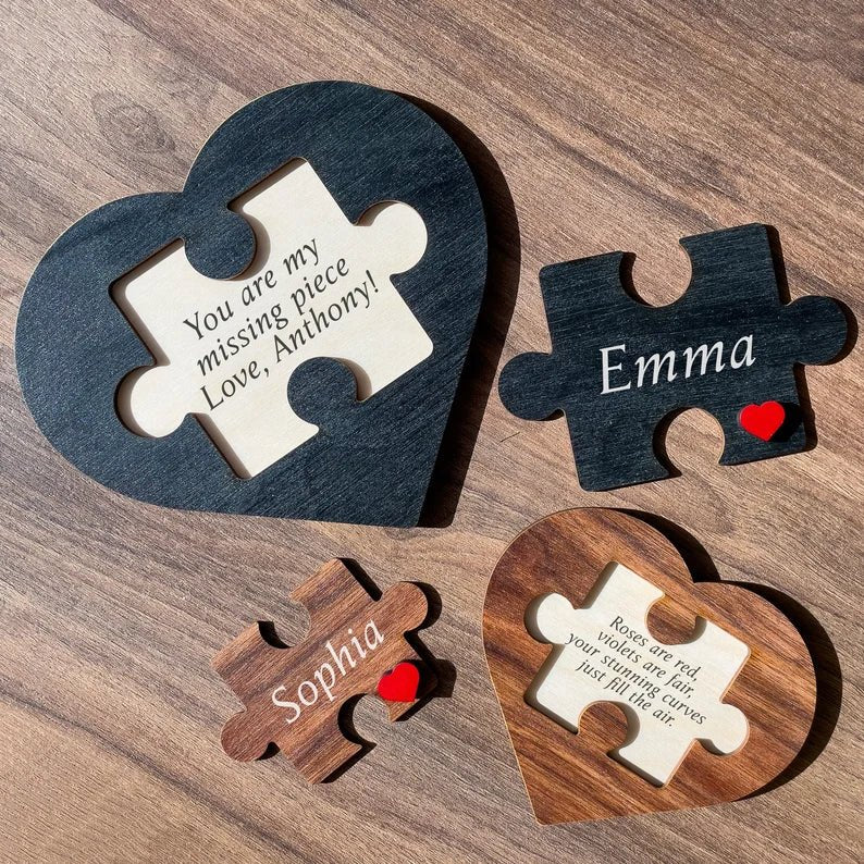 Personalized Love Keepsake Couple Jigsaw Puzzle Name Logo - Romantic Valentine's Day Gift for Him Her - OOOMG