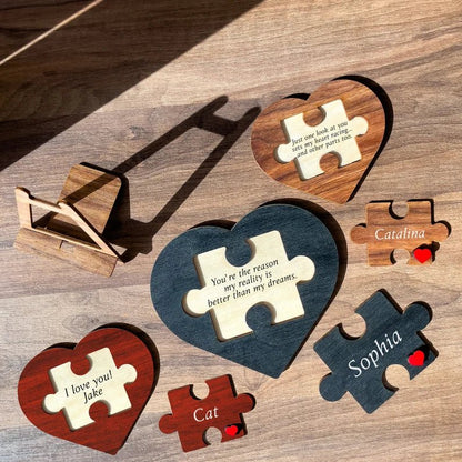 Personalized Love Keepsake Couple Jigsaw Puzzle Name Logo - Romantic Valentine's Day Gift for Him Her - OOOMG