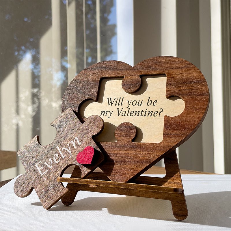 Personalized Love Keepsake Couple Jigsaw Puzzle Name Logo - Romantic Valentine's Day Gift for Him Her - OOOMG