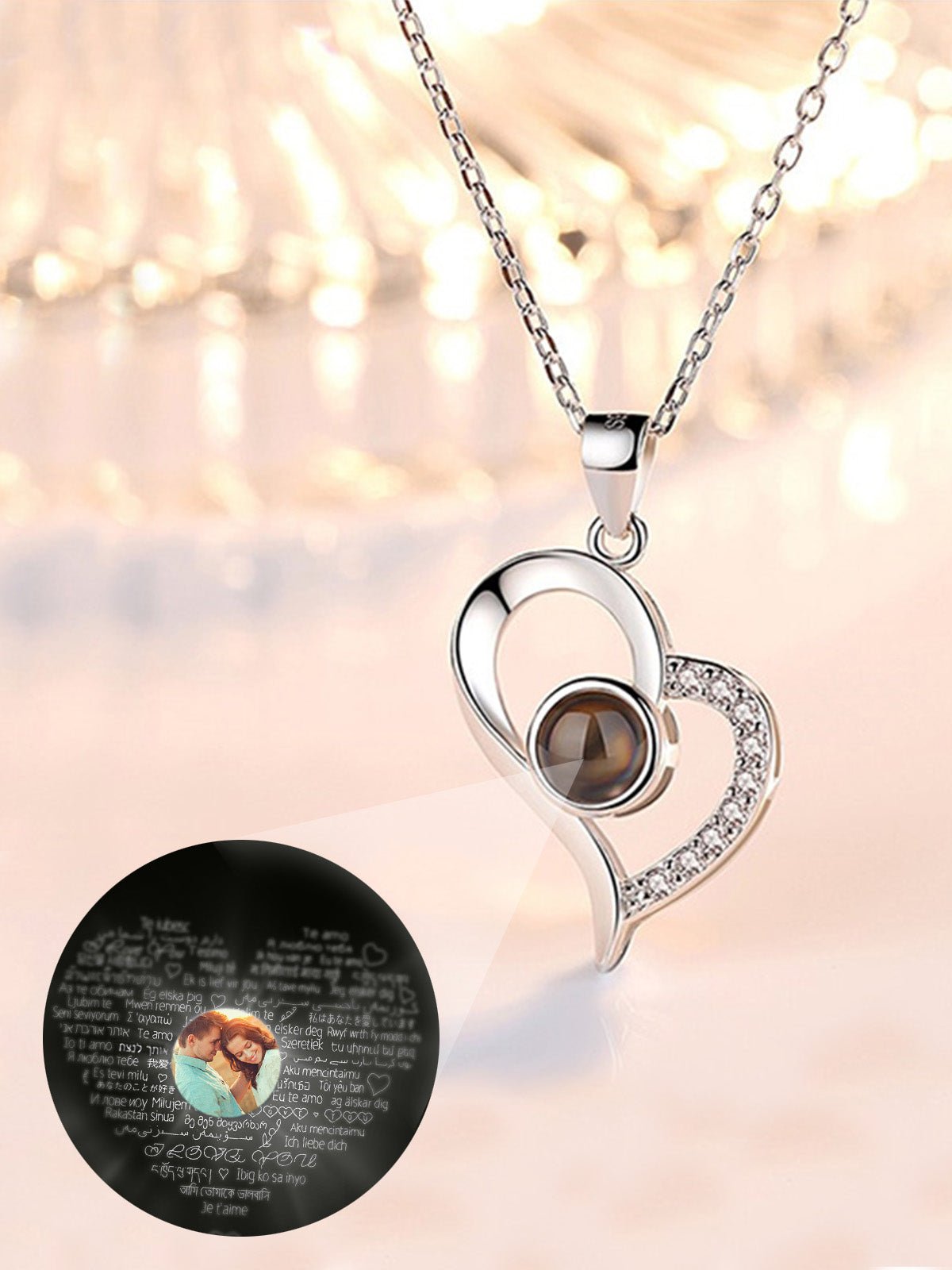 Personalized Photo Projection Heart Necklace - OOOMG