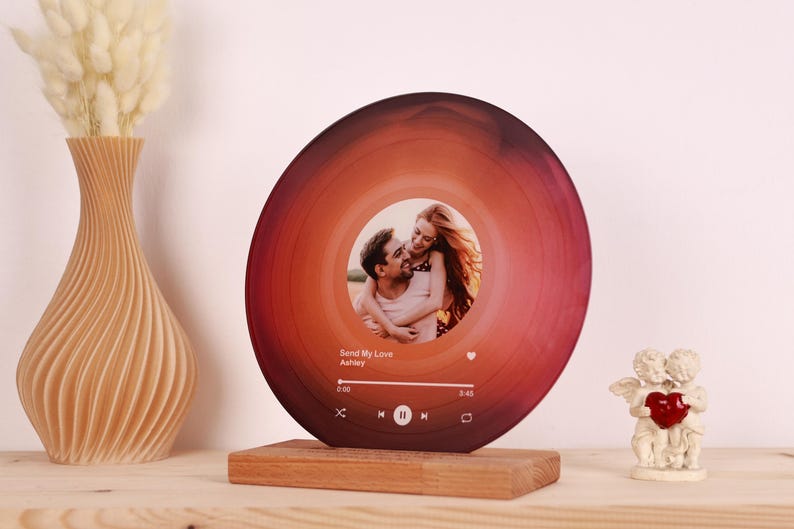 Personalized Vinyl Record with Photo - Acrylic Song Plaque - Anniversary Gift for Friends - Birthday Gift for Her Him - Christmas Gifts - OOOMG