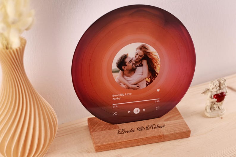 Personalized Vinyl Record with Photo - Acrylic Song Plaque - Anniversary Gift for Friends - Birthday Gift for Her Him - Christmas Gifts - OOOMG