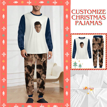 [Round Collar] Custom Photo A Gift That Brings Joy And Warmth To Your Relationship - Men's Personalized Custom Pajamas - OOOMG