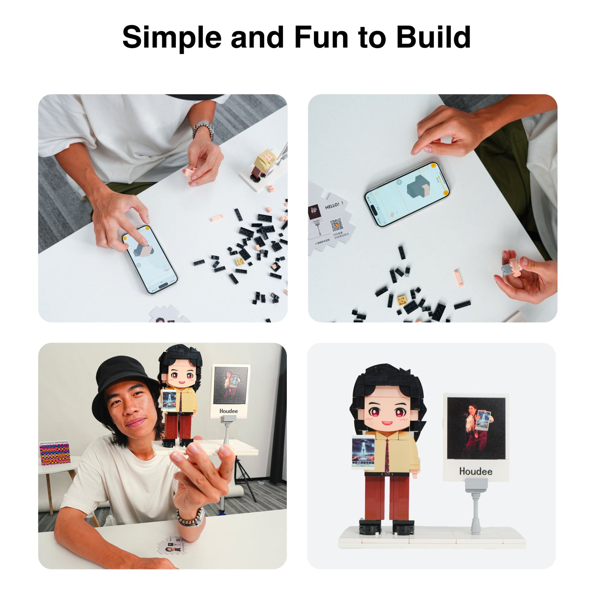 [ROUNDME] Couples' Custom Brick Figure Photo Frame: A Heartfelt and Personalized Tribute to Your Love Story - OOOMG