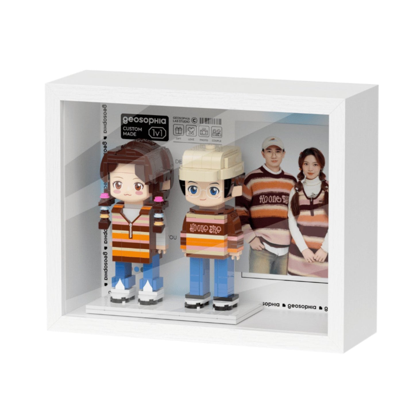 [ROUNDME] Couples' Custom Brick Figure Photo Frame, A Unique and Personalized Gift for Your Love Story - OOOMG