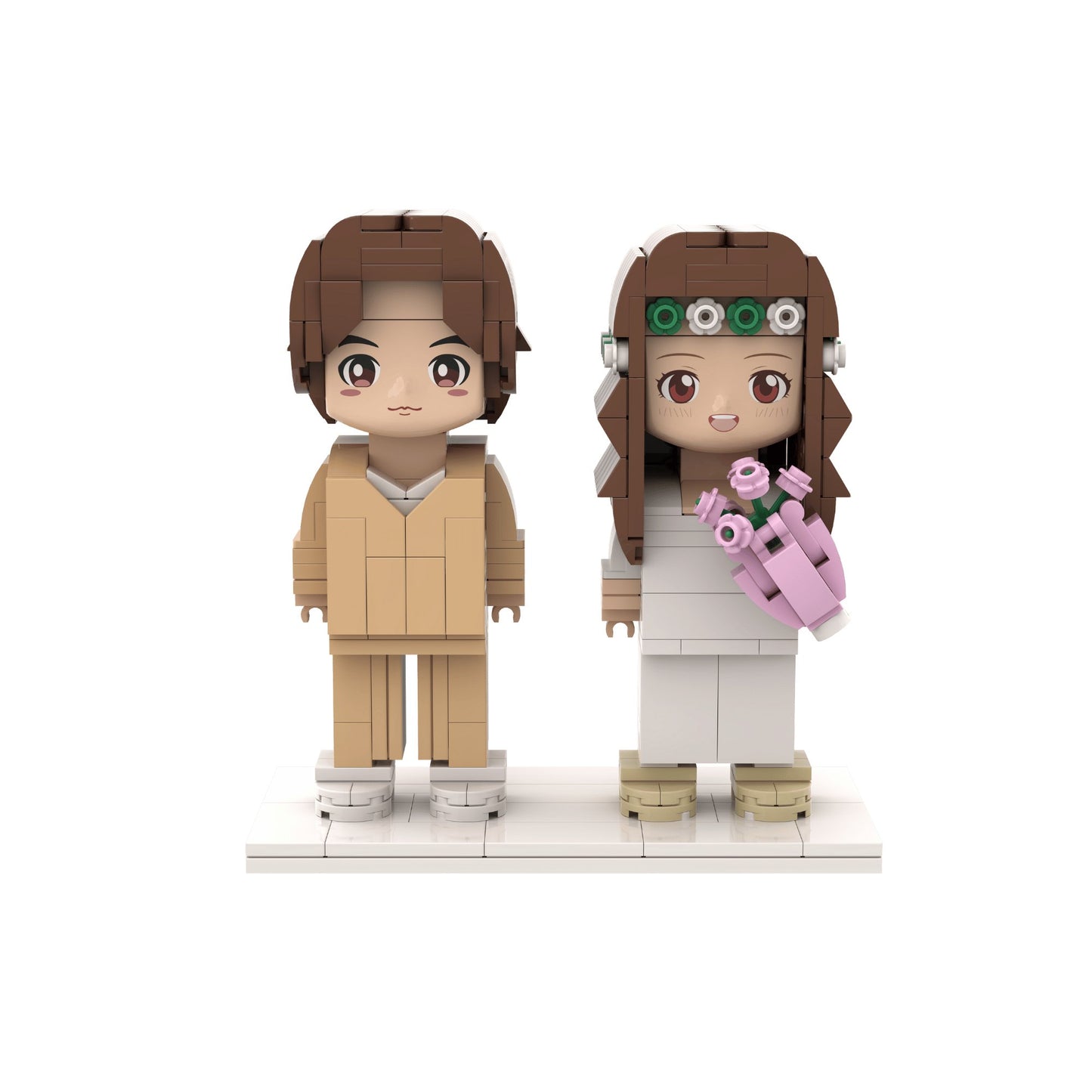 [ROUNDME] Full Body photo customizable 2 people Creative Brick Figures for Friend/Family/Couple, Build Your Own Unique Characters - OOOMG