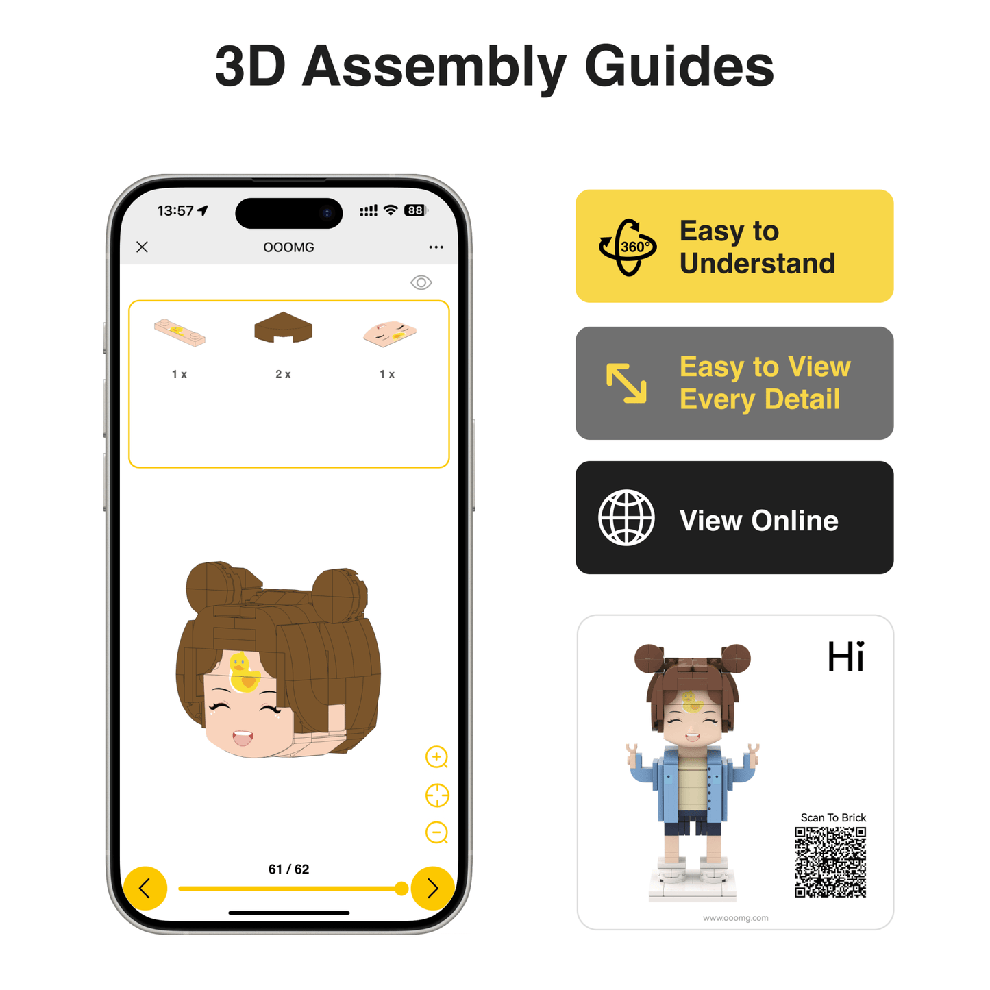 [ROUNDME] Photo Customizable Block Single Brick Figure For Girls - OOOMG